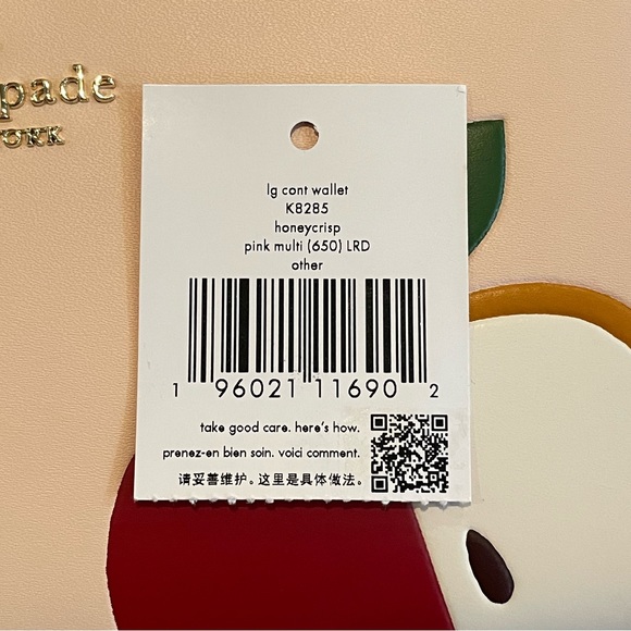 Kate Spade Honeycrisp Apple Zip Around Wallet Blush Pink - Picture 5 of 6